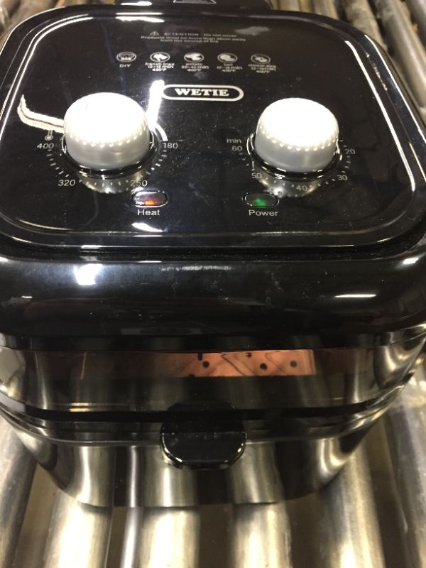 Photo 1 of WETIE Air Fryer, 7 QT Airfryer Oilless Cooker, 1400W Hot Air Fryers with Visible Window, Non-stick Basket, Temperature & Time Knob, Suitable for Families of 4 to 8, Black