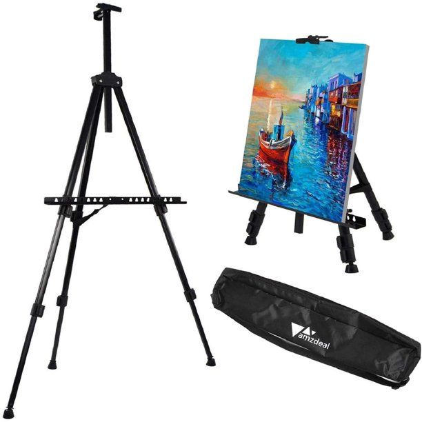 Photo 1 of Amzdeal Art Easel Stand for Painting Drawing Displaying, 23.6"-63.7" Height Adjustable,Black with Carrying Bag
