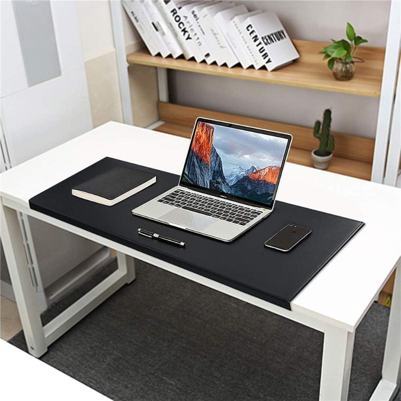 Photo 1 of Non-Slip Soft PU Leather Surface Office Desk Mouse Mat Pad with Full Grip Fixation Lip Table Blotter Protector 35.4"x 15.8" Leather Mat Edge-Locked?Black?
