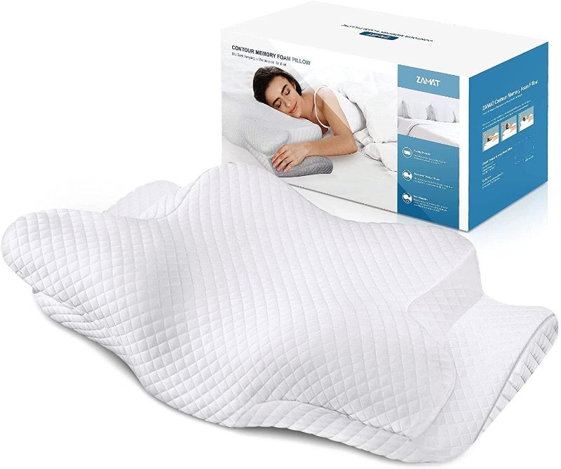 Photo 1 of ZAMAT Adjustable Cervical Memory Foam Pillow, Odorless Neck Pillows for Pain Relief, Orthopedic Contour Pillows for Sleeping with Cooling Pillowcase, Bed Support Pillow for Side, Back, Stomach Sleeper
HAS HAIR***********