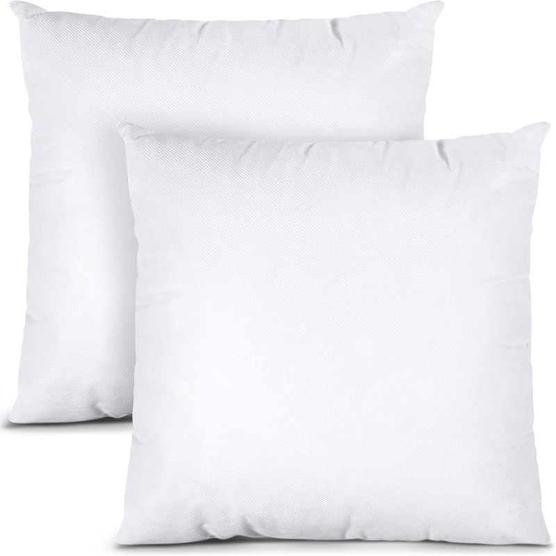 Photo 1 of  Bedding Throw Pillows Insert (Pack of 2, White),  Couch Sofa Cushion, Decorative Pillow and Sham Stuffer for Bed
