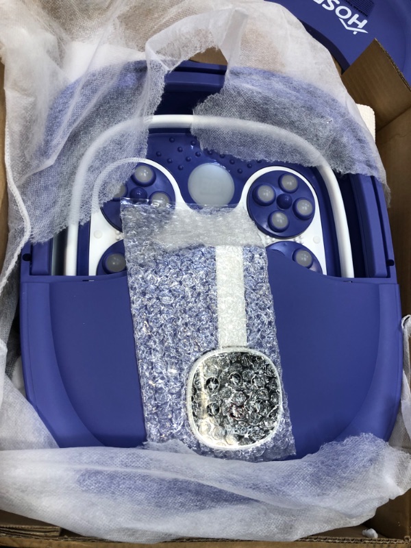 Photo 2 of HOSPAN (2022.8 Upgrade Collapsible Foot Spa Electric Rotary Massage, Foot Bath with Heat, Bubble, Remote, and 24 Motorized Shiatsu Massage Balls. Pedicure Foot Spa for Feet Stress Relief - FS02A Blue