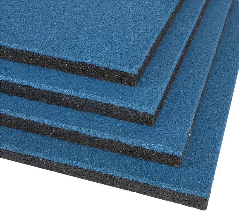 Photo 1 of 4 Pack Heavy Duty Rubber Gym Tiles 1.2" Thick 20"x20" High Density Rubber Exercise Home Gym Flooring Mats Protective Flooring Mat for Home Gym Exercise Areas?Blue?
