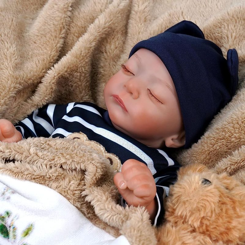 Photo 1 of JIZHI Lifelike Reborn Baby Dolls - 3-6 Months Baby Length Realistic-Newborn Baby Dolls Boy Baby Soft Body Real Life Baby Dolls with Blue Pajamas Feeding Kit for Kids 3+ & Collection1
