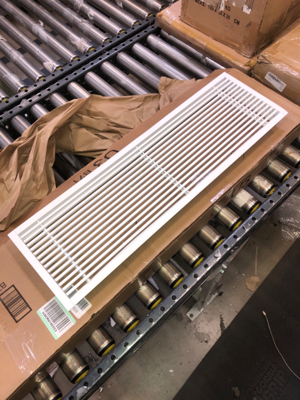 Photo 2 of 30"w X 8"h Steel Return Air Grilles - Sidewall and Ceiling - HVAC Duct Cover - White [Outer Dimensions: 31.75"w X 9.75"h]
