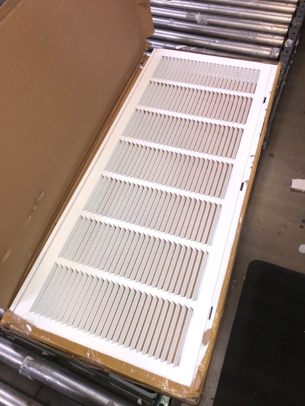 Photo 3 of 36" X 14 Steel Return Air Filter Grille for 1" Filter - Fixed Hinged - Ceiling Recommended - HVAC Duct Cover - Flat Stamped Face - White [Outer Dimensions: 38.5 X 15.75] 36 X 14