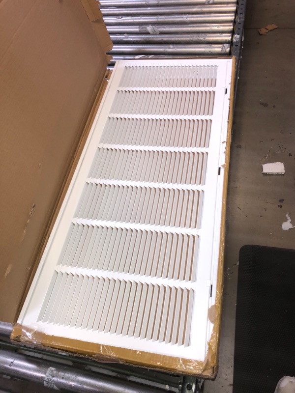 Photo 2 of 36" X 14 Steel Return Air Filter Grille for 1" Filter - Fixed Hinged - Ceiling Recommended - HVAC Duct Cover - Flat Stamped Face - White [Outer Dimensions: 38.5 X 15.75] 36 X 14