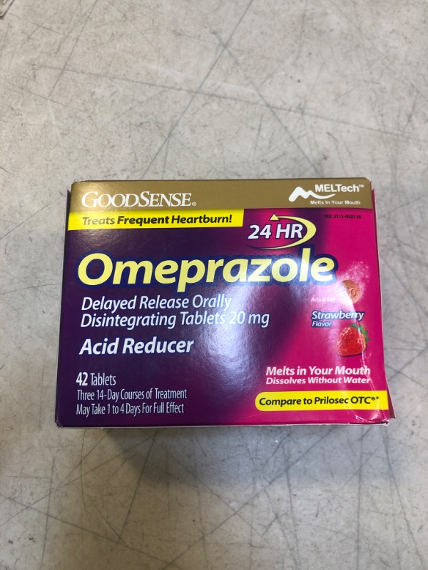 Photo 2 of GoodSense Omeprazole Delayed Release Orally Disintegrating Tablets, 20 mg, Acid Reducer, Strawberry Flavor, 42 Tablets EXP: 03/2023