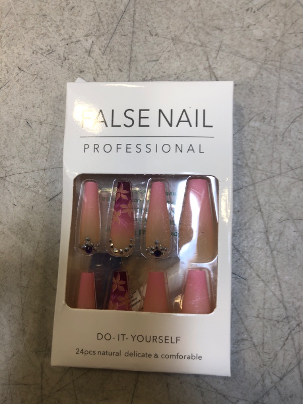 Photo 1 of AHUADA Pcs Long Coffin Press on Nails - Fake Nails Almond Glue on Nails, False Nails with Glue, Acrylic Nails for Women and Girls (CBLCY-47)