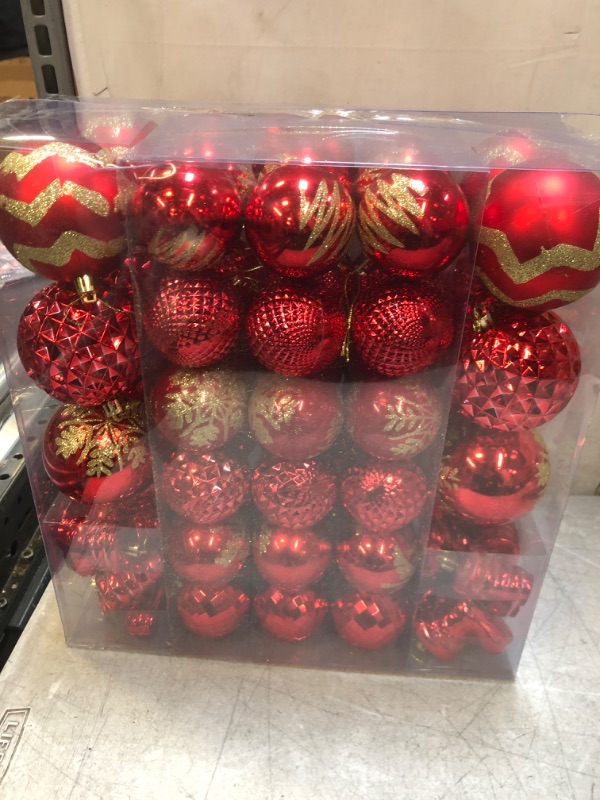 Photo 2 of 116Pcs Red Christmas Ball Ornaments Set, Shatterproof Christmas Hanging Decoration Set with Gift Box, Assorted Decorative Baubles Set for Xmas Tree/Home/Wedding/Party/Holiday (Red)