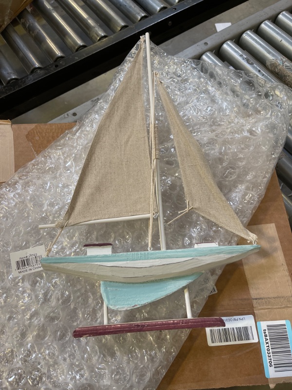 Photo 2 of Deco 79 Coastal Wood Sail Boat Sculpture, 14" x 2" x 22", Brown Brown 14" x 2" x 22"