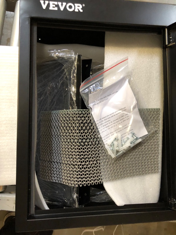 Photo 1 of VEVOR Through The Wall Drop Box, 12.5''x6.3''x16.9'' Mail Drop Box w/Adjustable Chute, Deposit Drop Box w/Code Lock, Rainproof Wall Mount Mailbox for Letters, Rents, Check & Keys, Home & Office, Black