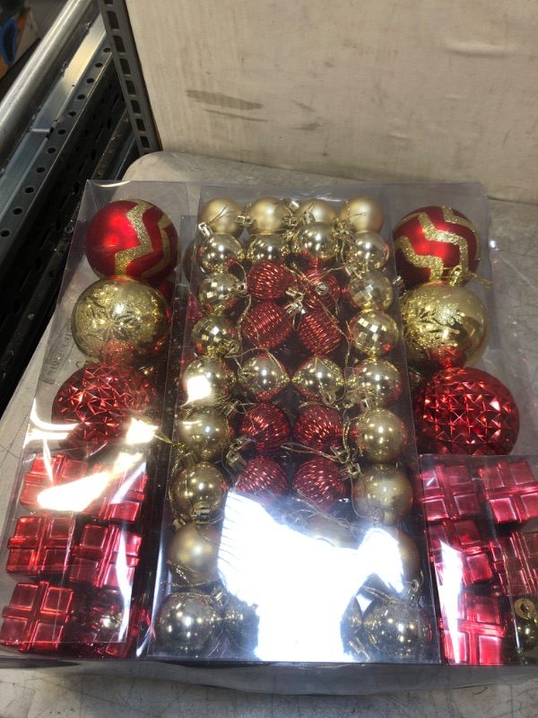 Photo 2 of 116Pcs Red and Gold Christmas Ball Ornaments, Shatterproof Christmas Hanging Decoration Set with Gift Box, Assorted Decorative Baubles Set for Xmas Tree/Home/Wedding/Party/Holiday (Gold & Red)