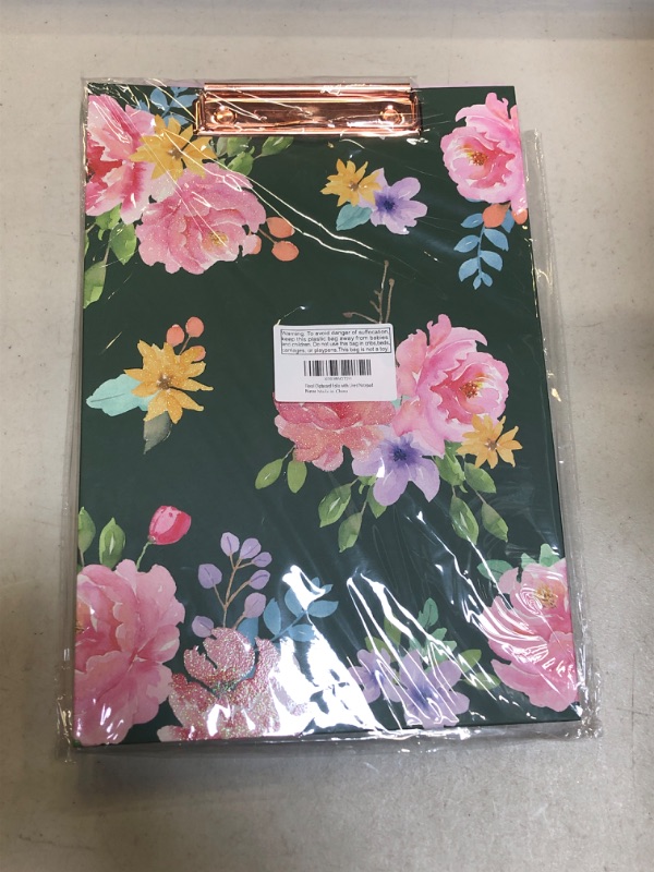 Photo 2 of Glitter Rose Floral Clipboard Folio with Lined Floral Notepad 13 X 9.25 Floral Fold-able Clipboard Office School Home Supply Style B