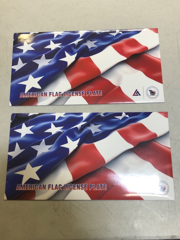 Photo 2 of Aujen American Flag License Plate - Great American Flag Motif Embossed License Plate, Fits Standard Frames, Covers, Holders - Easy to Install Car Plate for Cars/Trucks/Sedans/SUVs/RVs, Black (2 Pack)
