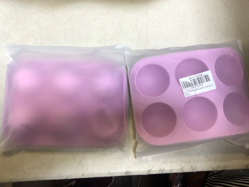 Photo 2 of 2 Pack 6-Cavity Semi Sphere Silicone Mold, Baking Mold for Making Hot Chocolate Bomb, Cake, Jelly, Dome Mousse Purple
+++PACK OF 2+++
