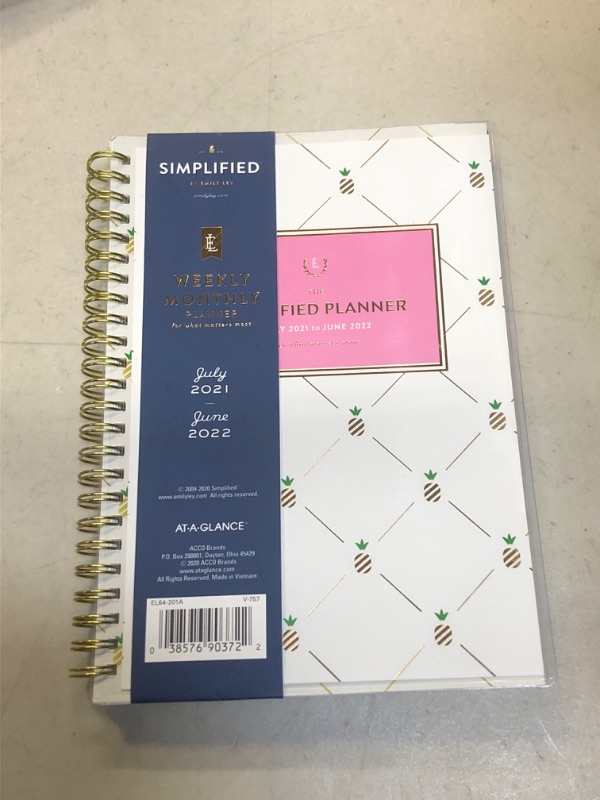 Photo 2 of Academic Planner 2021-2022, Simplified by Emily Ley for AT-A-GLANCE Weekly & Monthly Planner, 5-1/2" x 8-1/2", Small, Customizable, for School, Teacher, Student, Pineapple (EL64-201A)