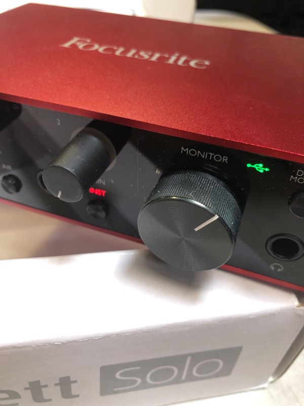 Photo 1 of Focusrite Scarlett Solo 3rd Gen USB Audio Interface, for the Guitarist, Vocalist, Podcaster or Producer — High-Fidelity, Studio Quality Recording, and All the Software You Need to Record Solo (1 Mic Pre) Interface
