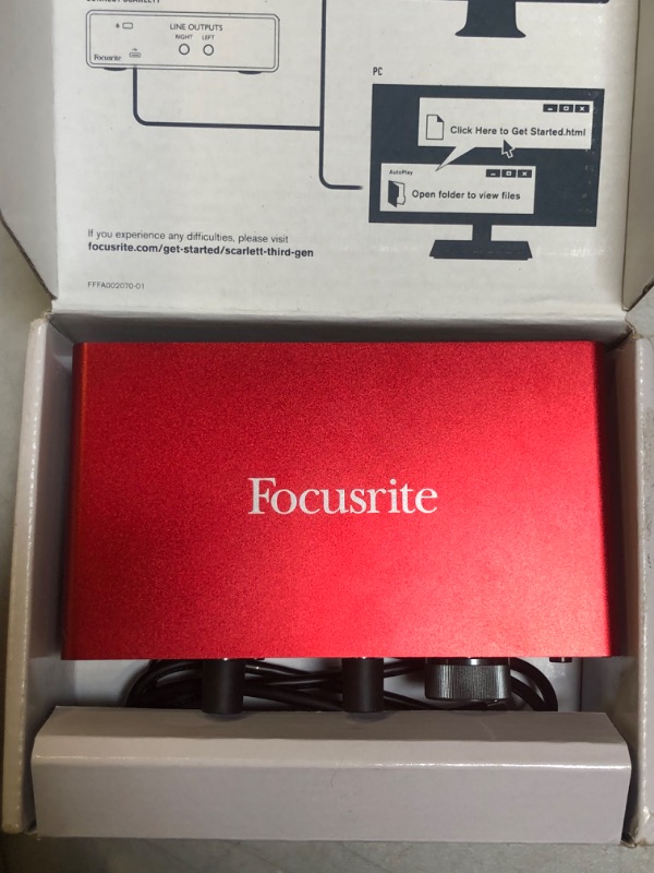 Photo 1 of Focusrite Scarlett Solo 3rd Gen USB Audio Interface, for the Guitarist, Vocalist, Podcaster or Producer — High-Fidelity, Studio Quality Recording, and All the Software You Need to Record Solo (1 Mic Pre) Interface