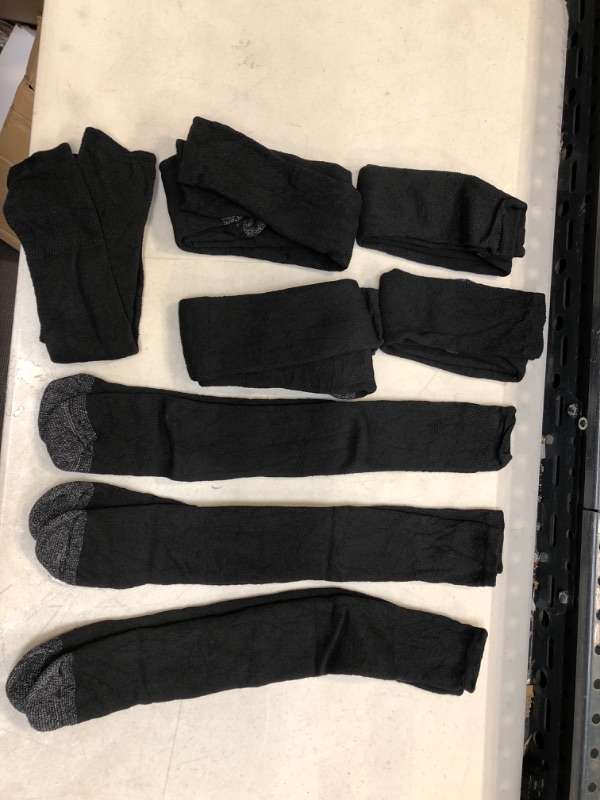 Photo 1 of 8 PAIRS OF BLACK SOCKS (( BRAND UNKNOWN // SIZE UNKNOWN (( MEDIUM? )) 