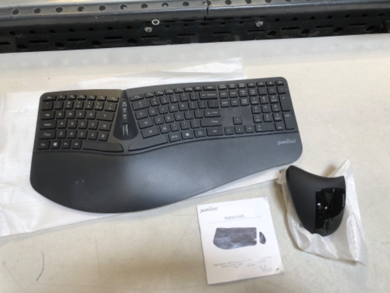 Photo 2 of Perixx Periduo-605, Wireless Ergonomic Split Keyboard and Vertical Mouse Combo, Adjustable Palm Rest and Membrane Low Profile Keys, Black, US English Layout (11633)