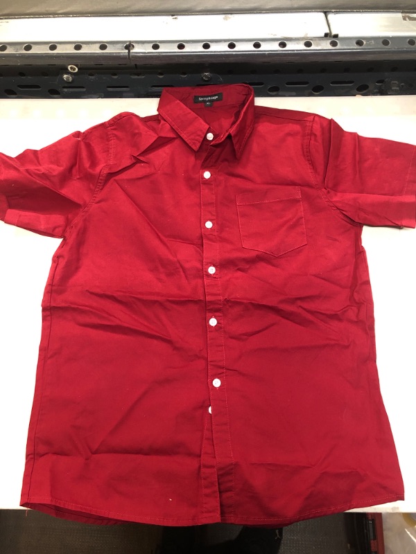 Photo 1 of XL--- RED---Spring&Gege Boys' Short Sleeve Dress Shirts Formal Uniform Woven Solid