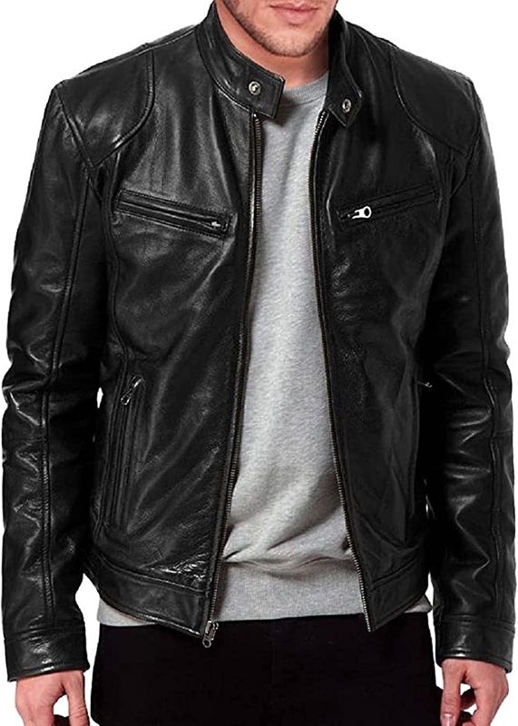 Photo 1 of HANDSY Leather Jackets For Men - Leather Motorcycle Jacket Men -leather Biker Jacket Men - Real Leather Jackets For Men --- SIZE XL 