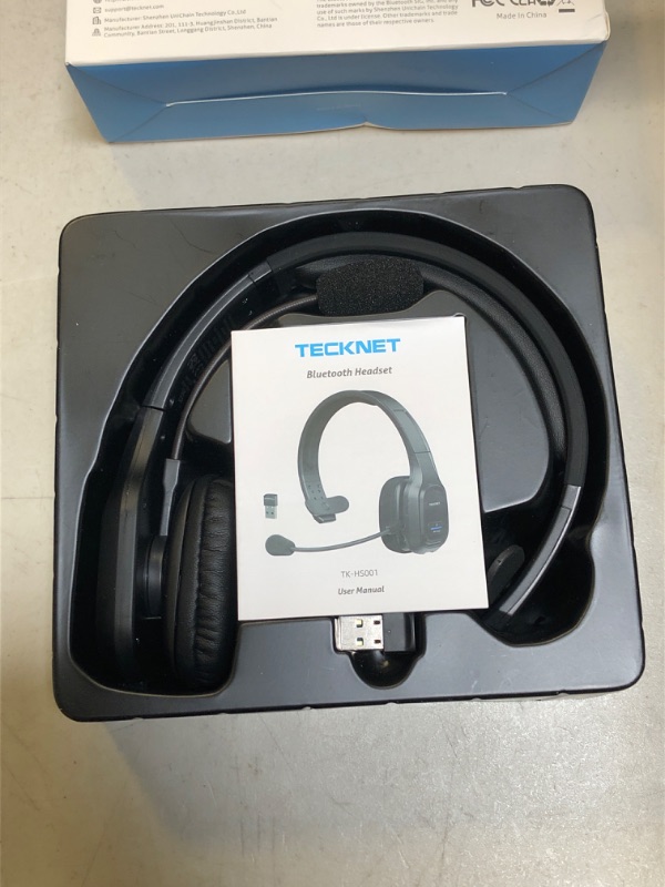 Photo 3 of TECKNET Trucker Bluetooth Headset with Microphone Noise Canceling Wireless On Ear Headphones, Hands Free Wireless Headset for Cell Phone Computer Office Home Call Center Skype (Black)
+++SLIGHTLY DAMAGED BOX+++