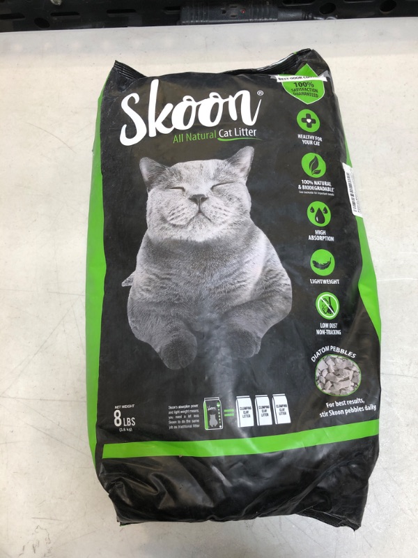 Photo 2 of (1 Bag) Skoon All-Natural Cat Litter, 8 lbs - Light-Weight, Non-Clumping, Low Maintenance, Eco-Friendly - Absorbs, Locks and Seals Liquids for Best Odor Control.