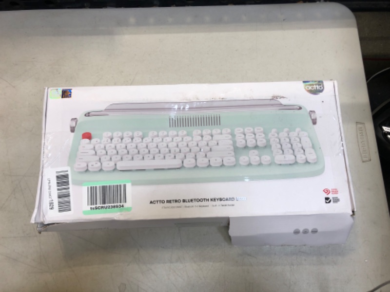 Photo 3 of TISHLED Typewriter Keyboard Wireless Bluetooth 5.0 Retro Aesthetic Cute Kawaii Round Keycaps 106-Key with Num Pad Clicky Mechanical Feeling with Pad/Phone Holder for Windows/Mac OS/Android/iOS (Mint)