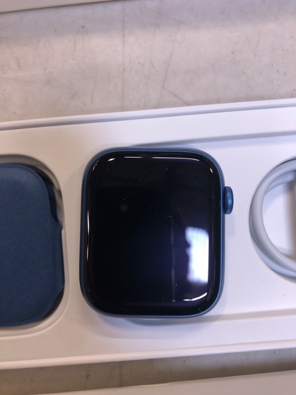 Photo 2 of Apple Watch Series 7 [GPS 45mm] Smart Watch w/ Blue Aluminum Case with Abyss Blue Sport Band. Fitness Tracker, Blood Oxygen & ECG Apps, Always-On Retina Display, Water Resistant
