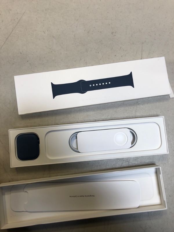 Photo 3 of Apple Watch Series 7 [GPS 45mm] Smart Watch w/ Blue Aluminum Case with Abyss Blue Sport Band. Fitness Tracker, Blood Oxygen & ECG Apps, Always-On Retina Display, Water Resistant
