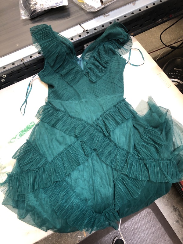 Photo 1 of Emerald Green Ruffle Mesh Dress Size 6 