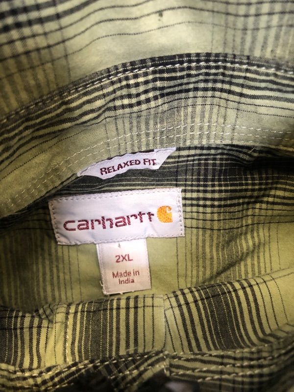 Photo 2 of Carhartt Army Green Plaid Button Up Short Sleeve 2XL