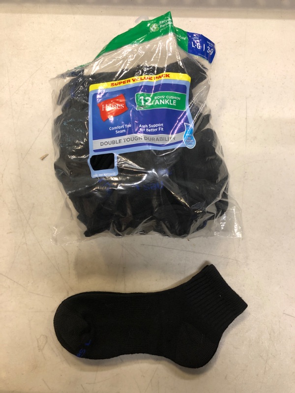 Photo 2 of 12 PACK HANES BOYS CUSHION ANKLE SOCKS 