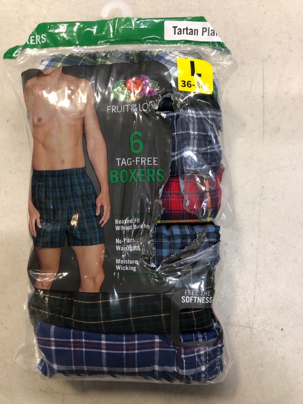 Photo 1 of 6 PACK FRUIT OF THE LOOM  TAG-FREE BOXERS SIZE LARGE 