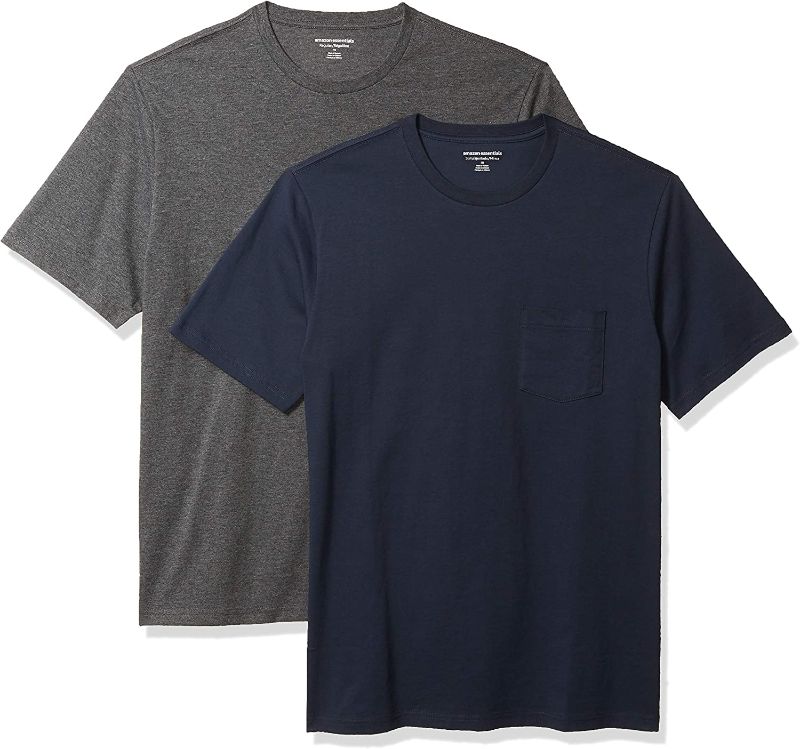Photo 1 of Amazon Essentials Men's Slim-Fit Short-Sleeve Crewneck T-Shirt, Pack of 2 M
