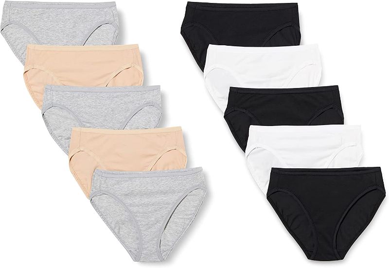 Photo 1 of Amazon Essentials Women's Cotton High Leg Brief Underwear 10 Pack M