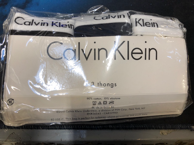 Photo 1 of 3 PACK CALVIN KLEIN THONGS COTTON STRETCH FOR BREATHABLE COMFORT AND SHAPE RETENTION -- SIZE MEDIUM--