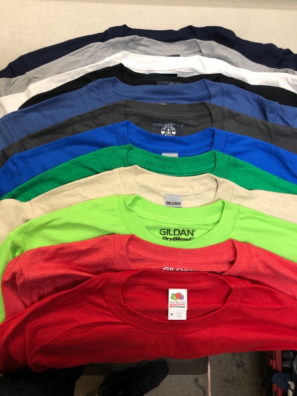 Photo 1 of 12 PACK SHORT SLEEVE-SHIRTS ALL SIZE MEDIUM- DIFFERENT BRANDS LIKE FRUIT OF THE LOOM/GILDAN YACHT AND SMITH 