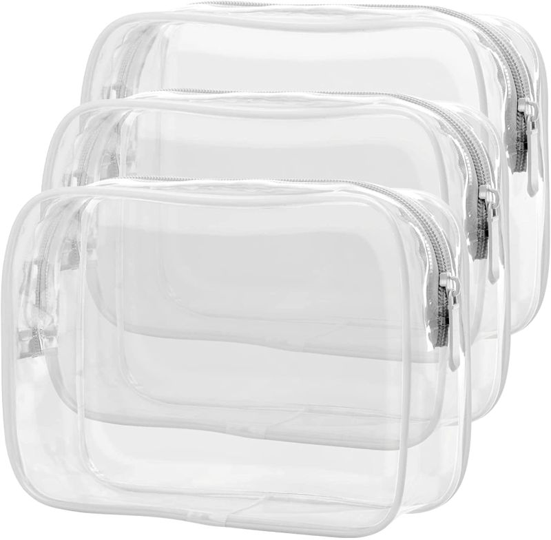 Photo 1 of Clear Toiletry Bag, Packism 3 Pack TSA Approved Toiletry Bag Quart Size Bag, Travel Makeup Cosmetic Bag for Women Men, Carry on Airport Airline Compliant Bag / STOCK PHOTO IS FOR REFERENCE ONLY 
