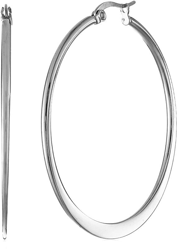 Photo 1 of Amazon Essentials Stainless Steel Flattened Hoop Earrings
