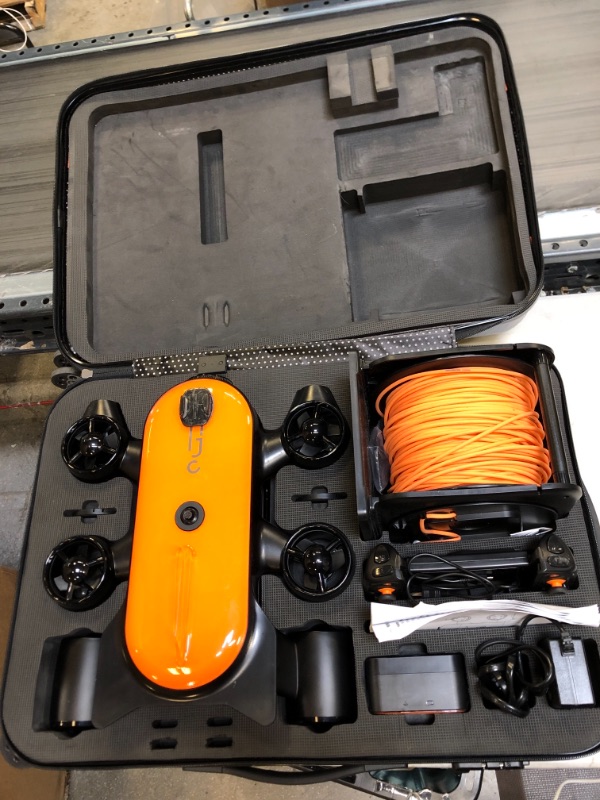 Photo 3 of 150M Tether Titan Professional Underwater Drone ROV AUV Robot with 4K UHD Action Camera Remote Control Real-time Steaming Undersea Detection for Viewing, Recording, Fishing, Salvage Work (150M Titan) / ABLE TO TURN ON BUT DID NOT TEST THE FUNCTION OF THE 