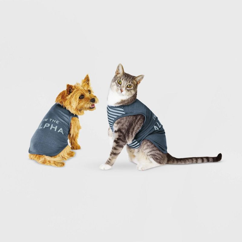 Photo 1 of Graphic 'I'm the Alpha' Dog and Cat Tank Top - S - Boots & Barkley (SMALL, 2 PACK)