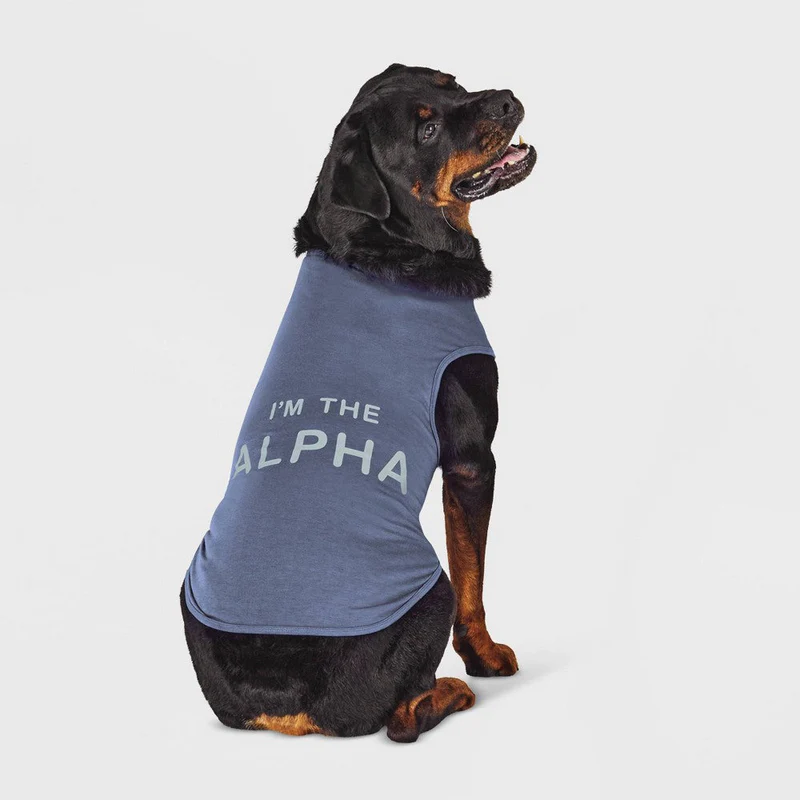 Photo 1 of Graphic 'I'm the Alpha' Dog and Cat Tank Top - Boots & Barkley (MEDIUM, 2 PACK)