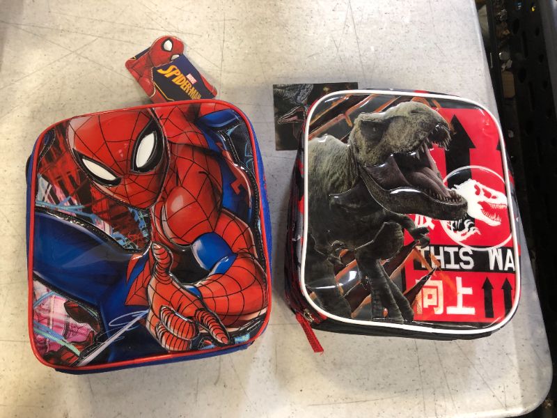 Photo 1 of (2 pack) Lunch Bags, Siderman and T-Rex