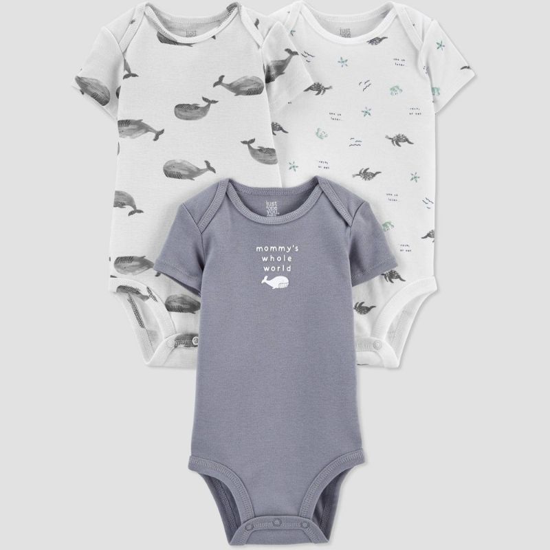 Photo 1 of Baby Boys' (3pk of 3) Sea Creatures Bodysuit - Just One You, Made by Carter's White/Gray 3months