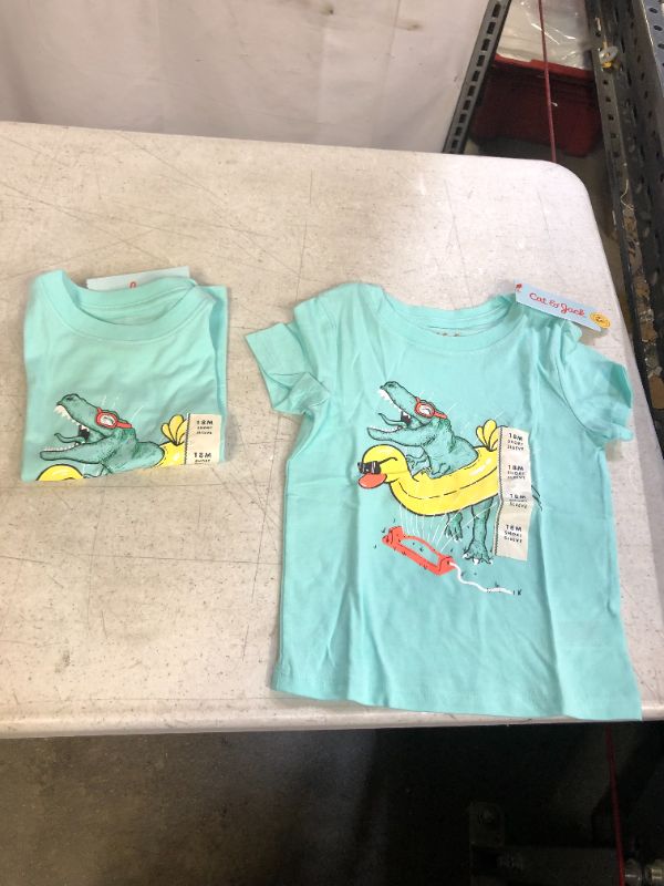 Photo 2 of 18m Toddler Boys' Dino and Duck Floatie Graphic Short Sleeve T-Shirt - Cat & Jack™ Aqua Blue (18months, 2pack)