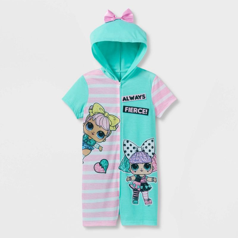 Photo 1 of Girls' L.O.L. Surprise! Hooded Pajama Romper - XSMALL