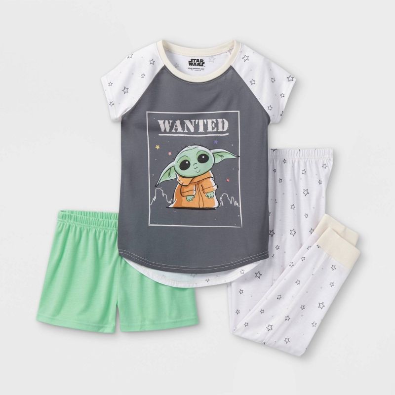 Photo 1 of Girls' Star Wars Baby Yoda 3pc Pajama Set -XSMALL